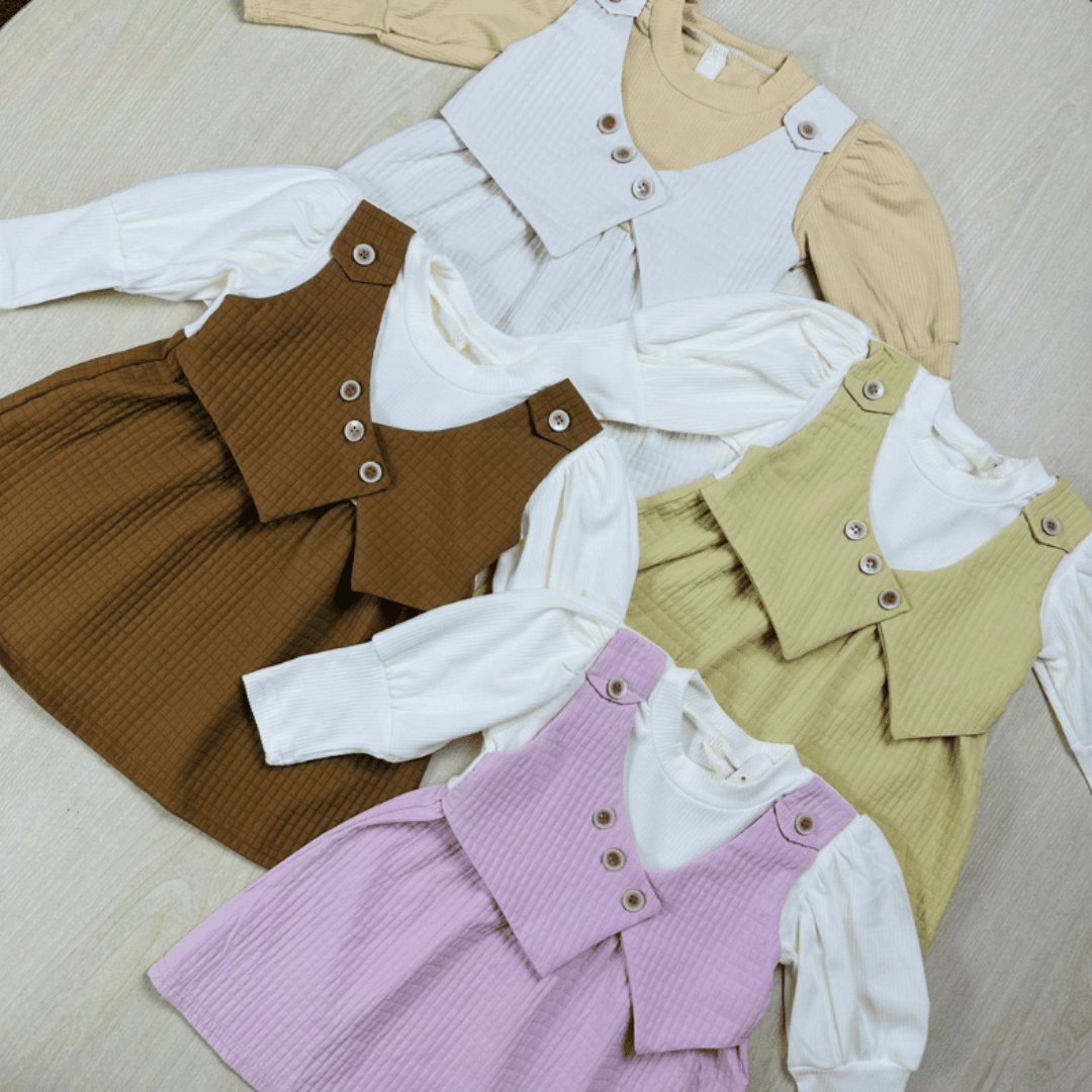 Long Sleeve Faux Layered Princess Dress