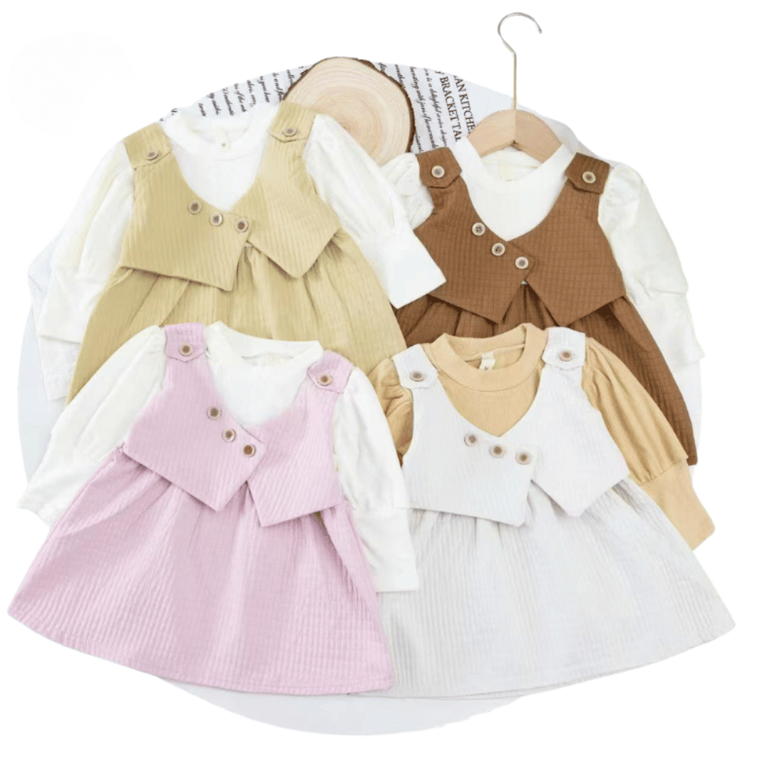 Long Sleeve Faux Layered Princess Dress