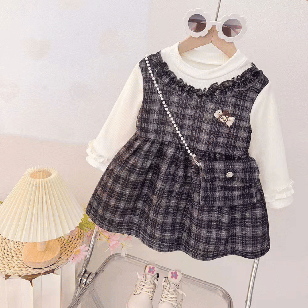 Puffy Sleeve Bow Dress