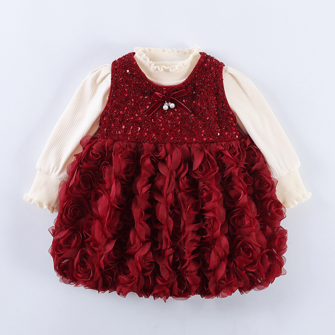 Luxury Rose Sequin Princess Dress 2-Piece Set