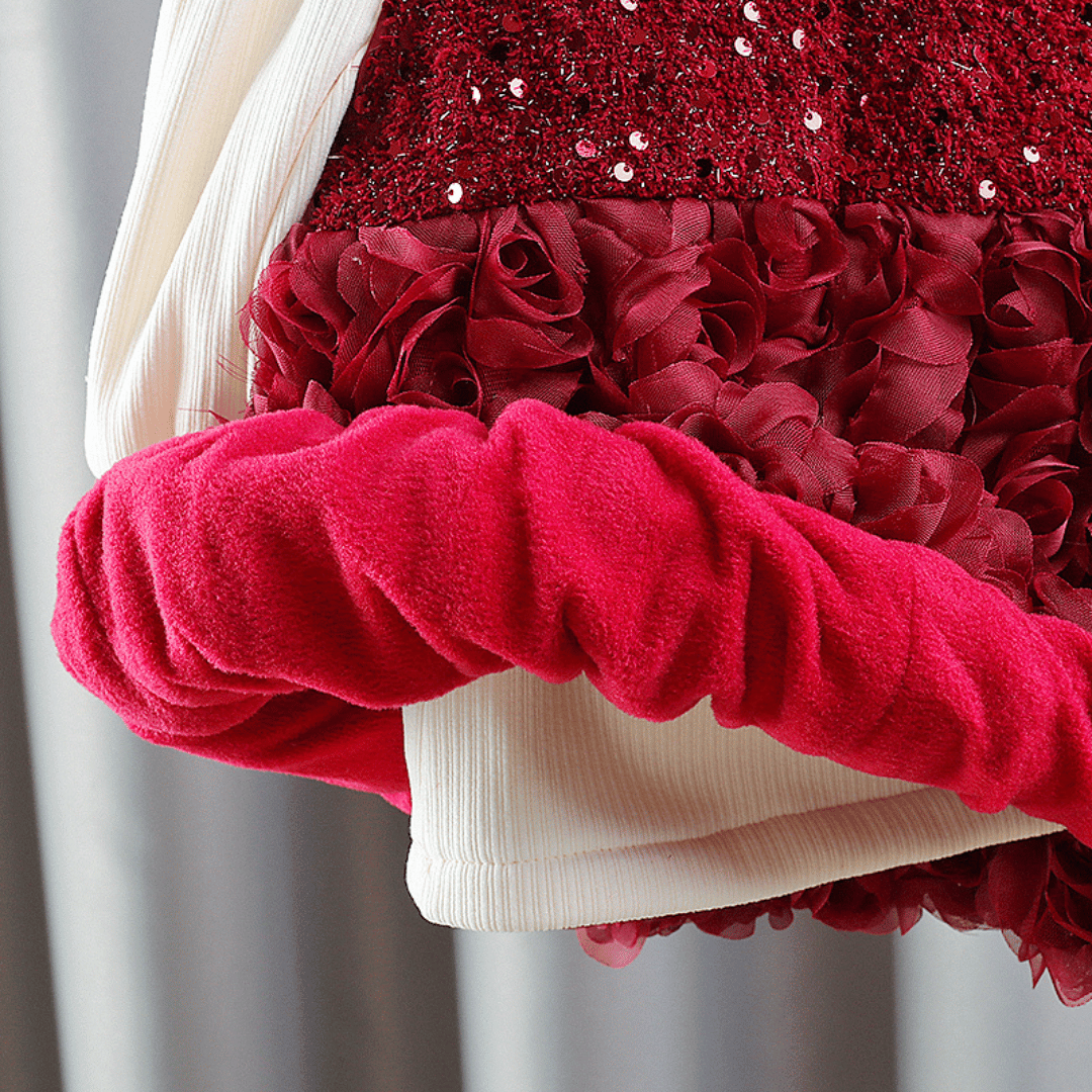 Luxury Rose Sequin Princess Dress 2-Piece Set