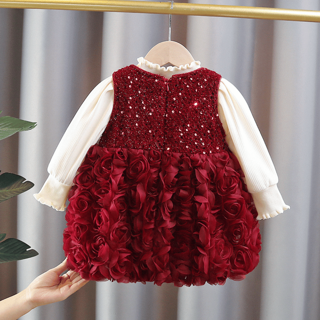 Luxury Rose Sequin Princess Dress 2-Piece Set