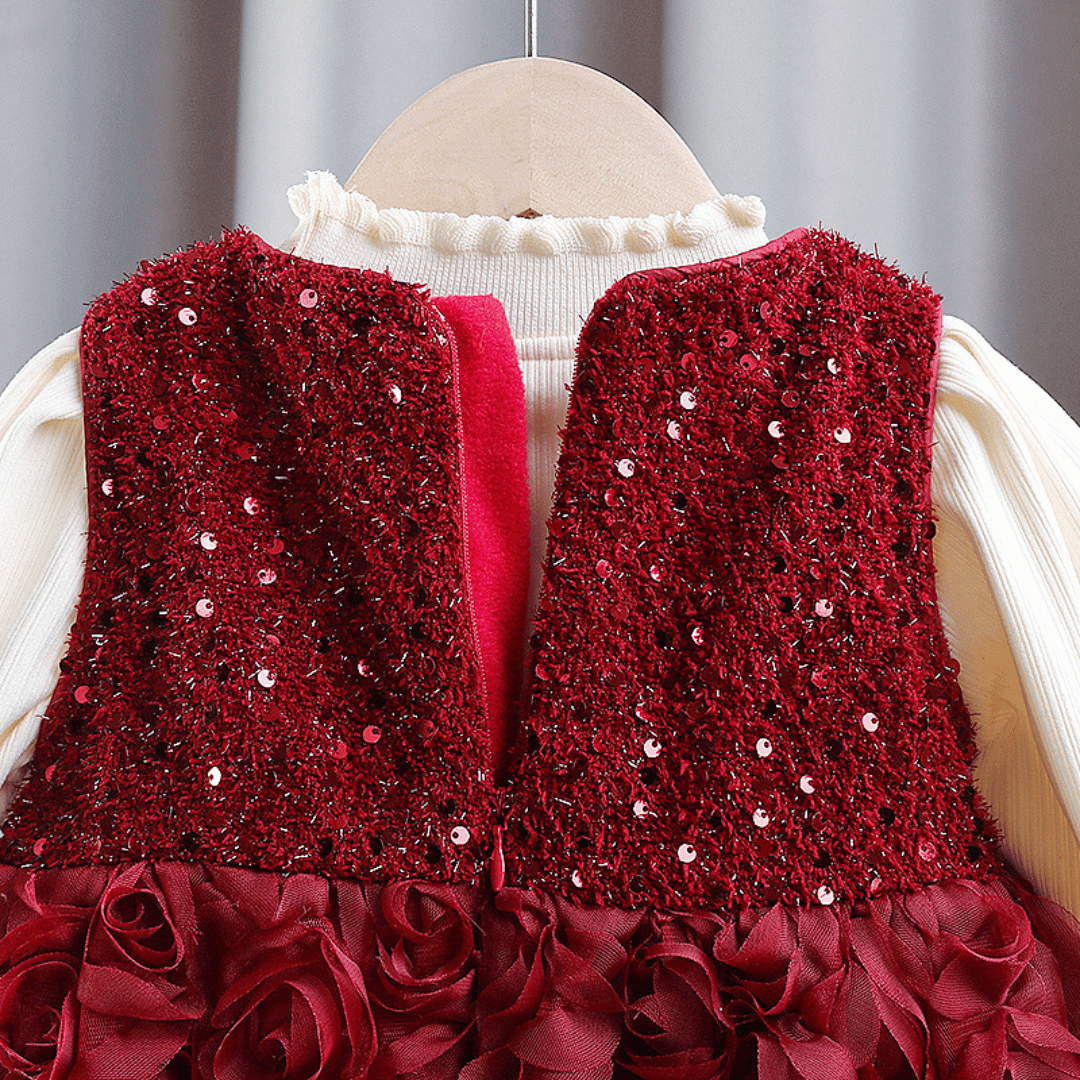 Luxury Rose Sequin Princess Dress 2-Piece Set