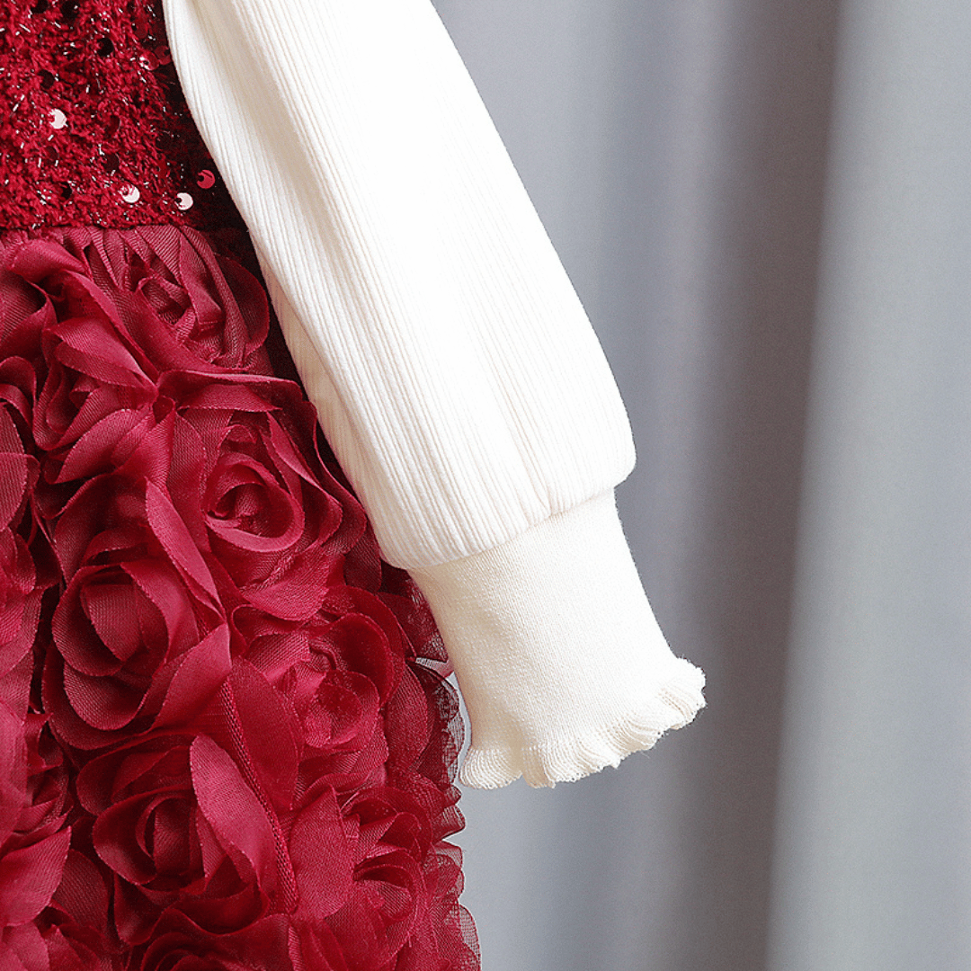 Luxury Rose Sequin Princess Dress 2-Piece Set