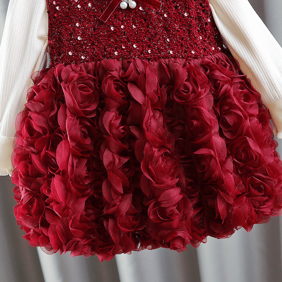 Luxury Rose Sequin Princess Dress 2-Piece Set