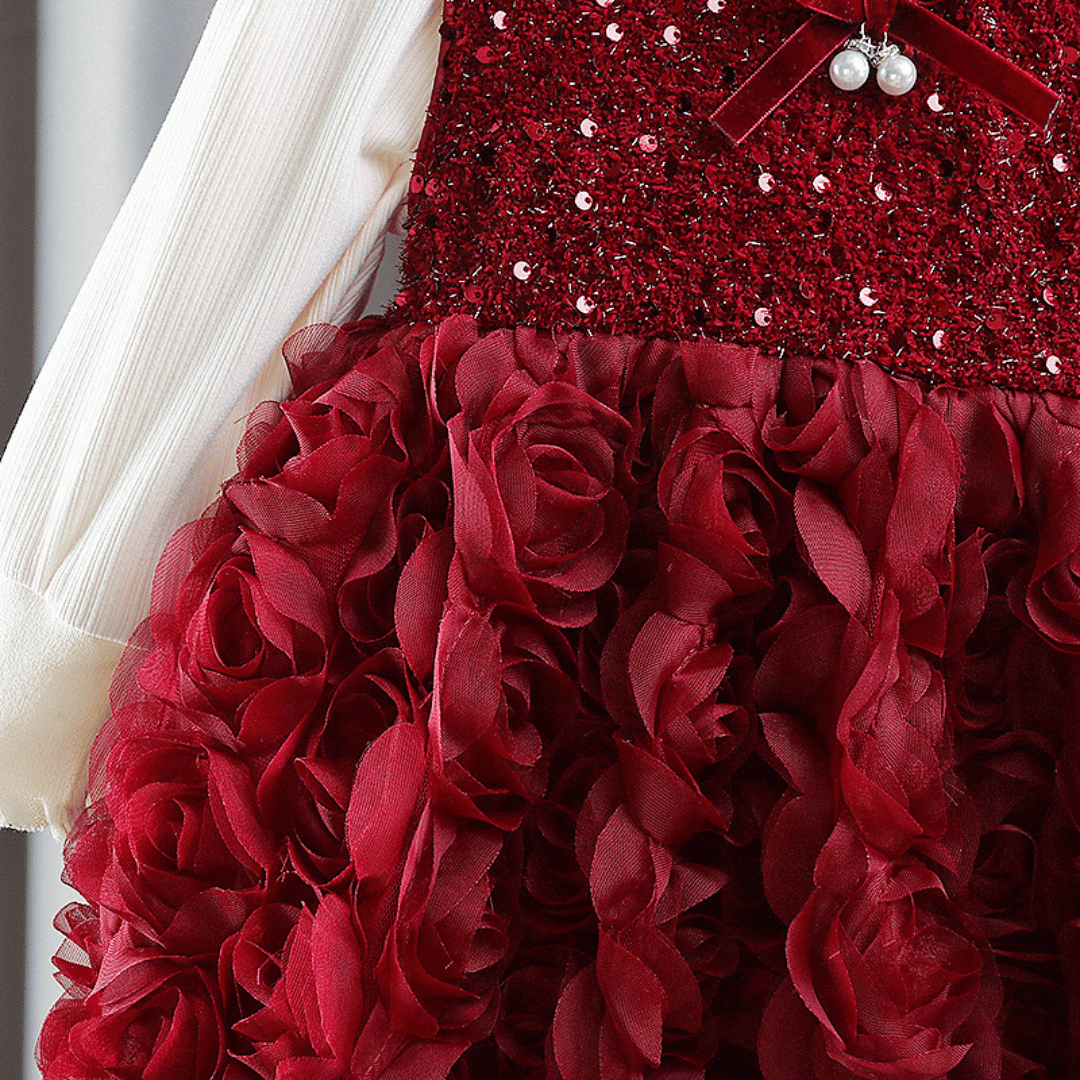 Luxury Rose Sequin Princess Dress 2-Piece Set