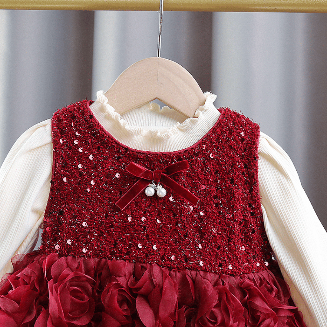 Luxury Rose Sequin Princess Dress 2-Piece Set