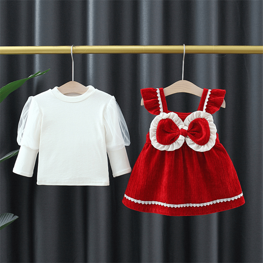 Red Bow White Princess 2-Piece Set