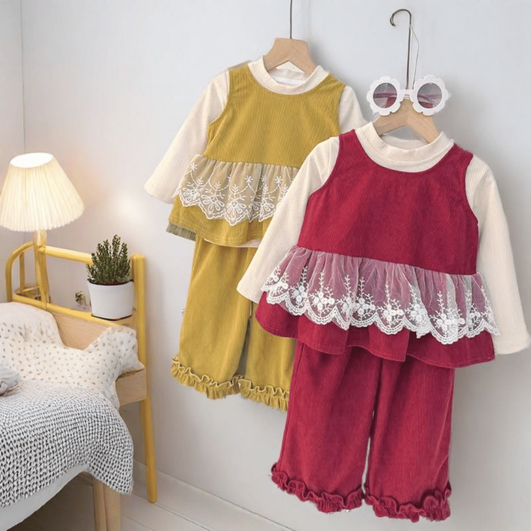 Lace Vest 3-Piece Baby Girl Set