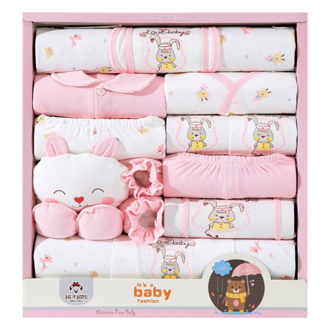 Gray Rabbit Newborn Gift Box – Soft Cotton Baby Set
