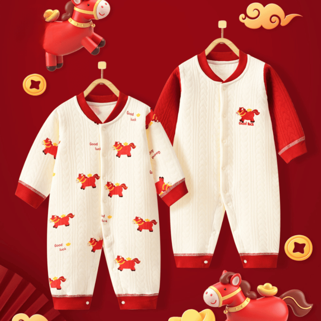 Luxury Little Red Horse Newborn Romper Set