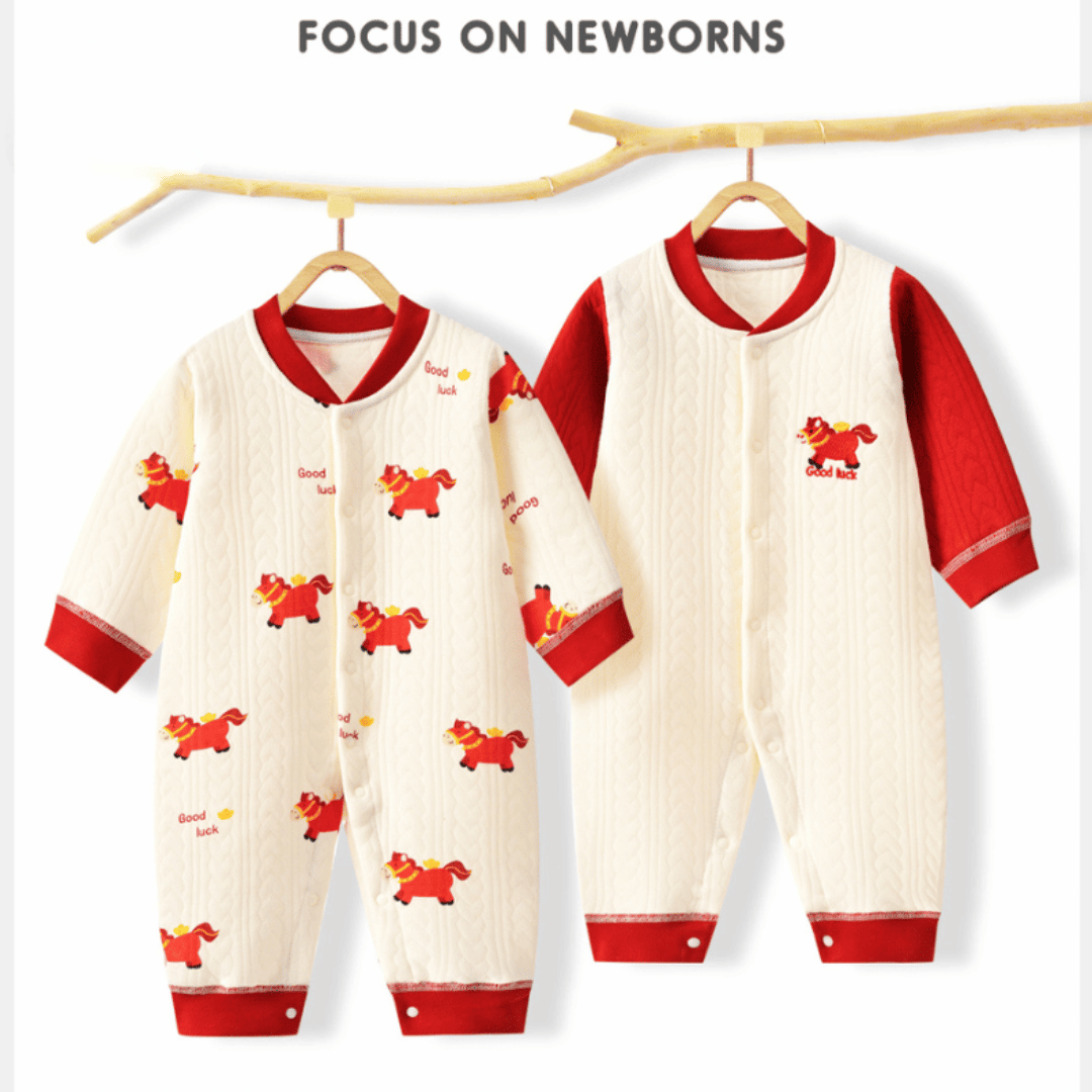 Luxury Little Red Horse Newborn Romper Set