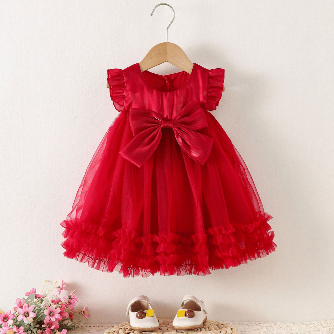 Luxury Flutter Sleeve Party Dress