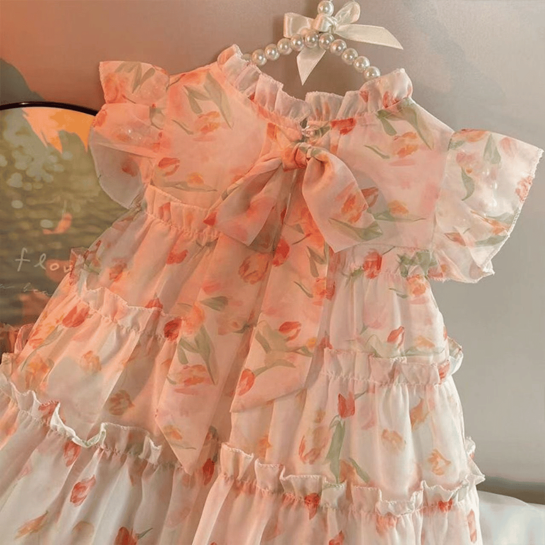 Elegant Floral Ruffle Party Baby Dress