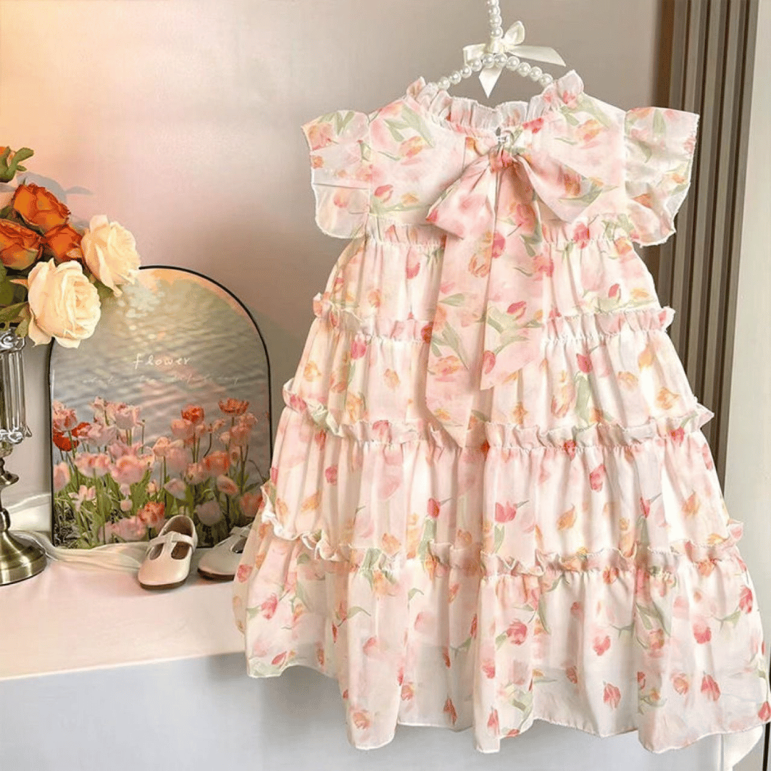 Elegant Floral Ruffle Party Baby Dress
