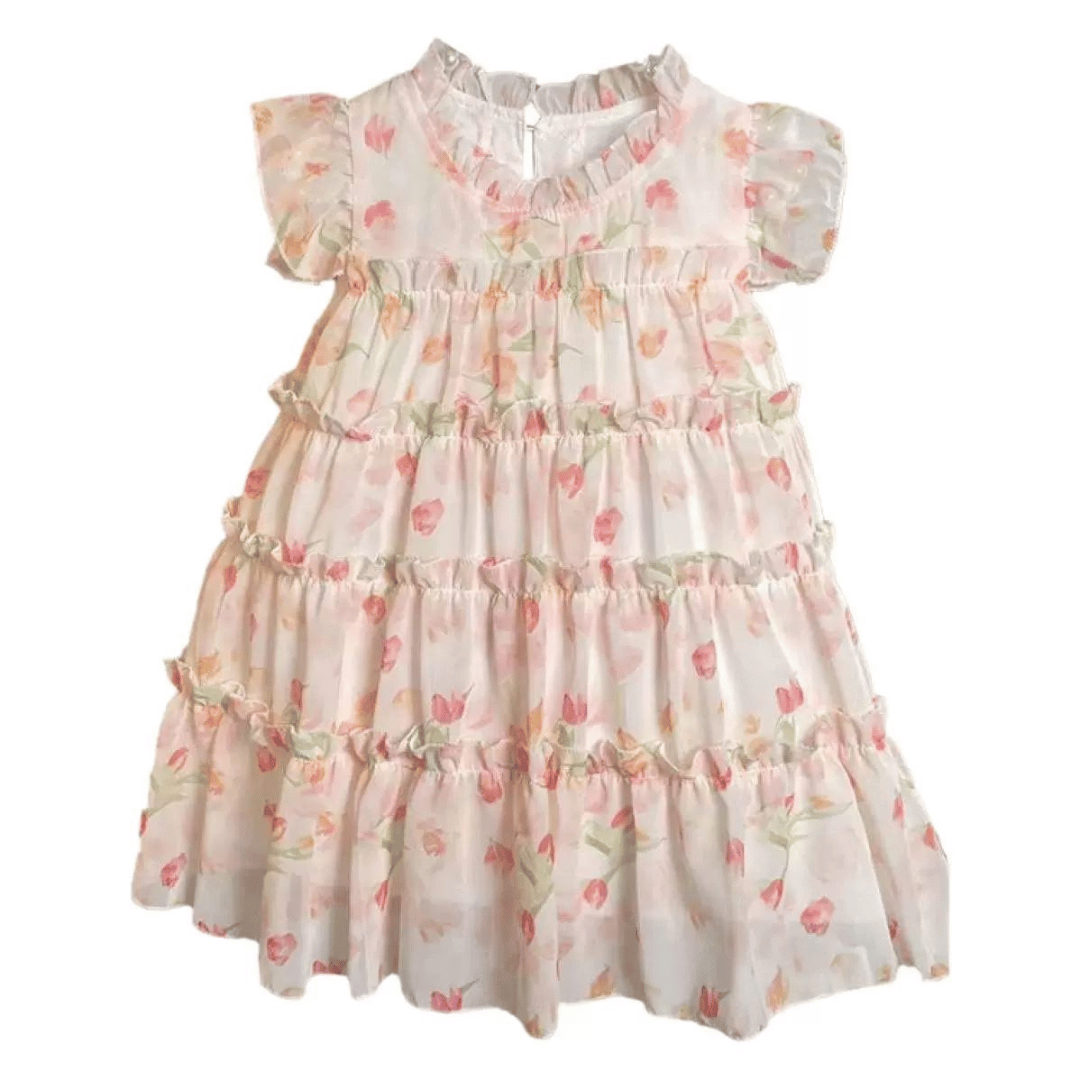 Elegant Floral Ruffle Party Baby Dress