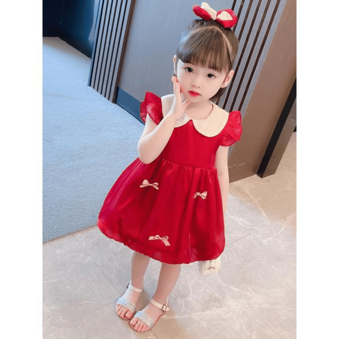 Cute Red Bow Party Baby Dress