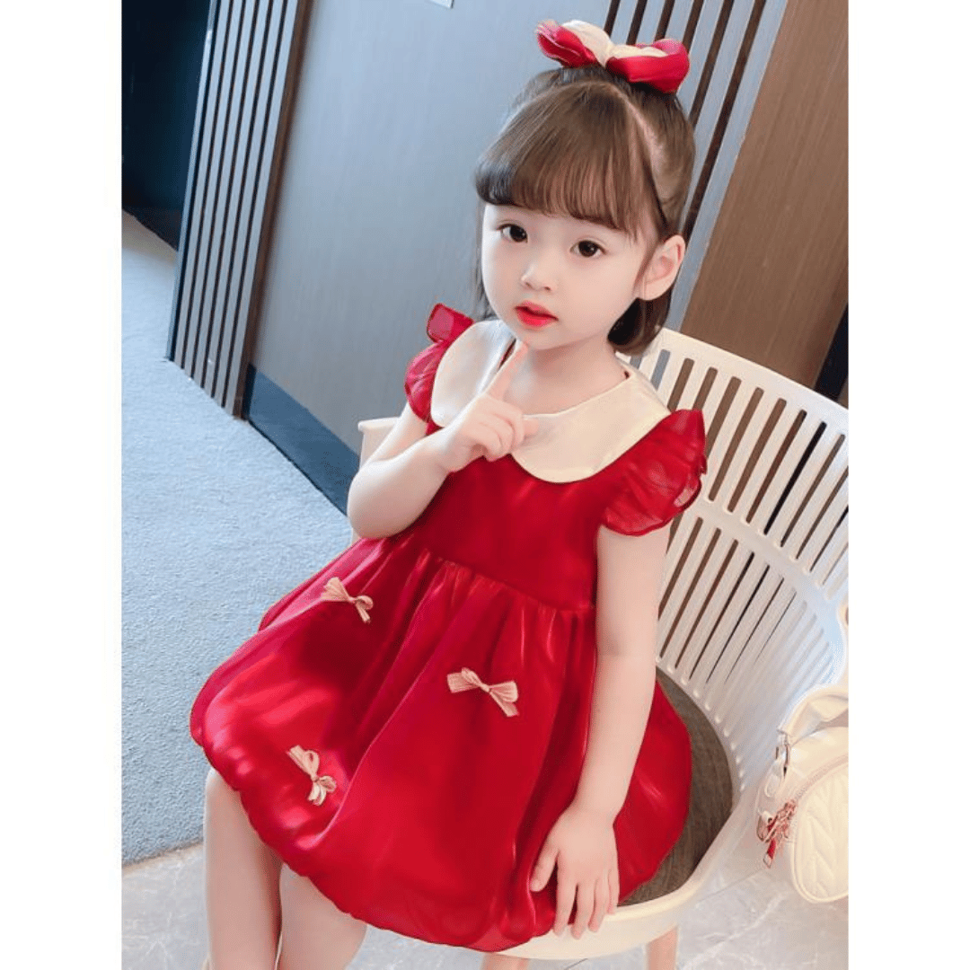 Cute Red Bow Party Baby Dress