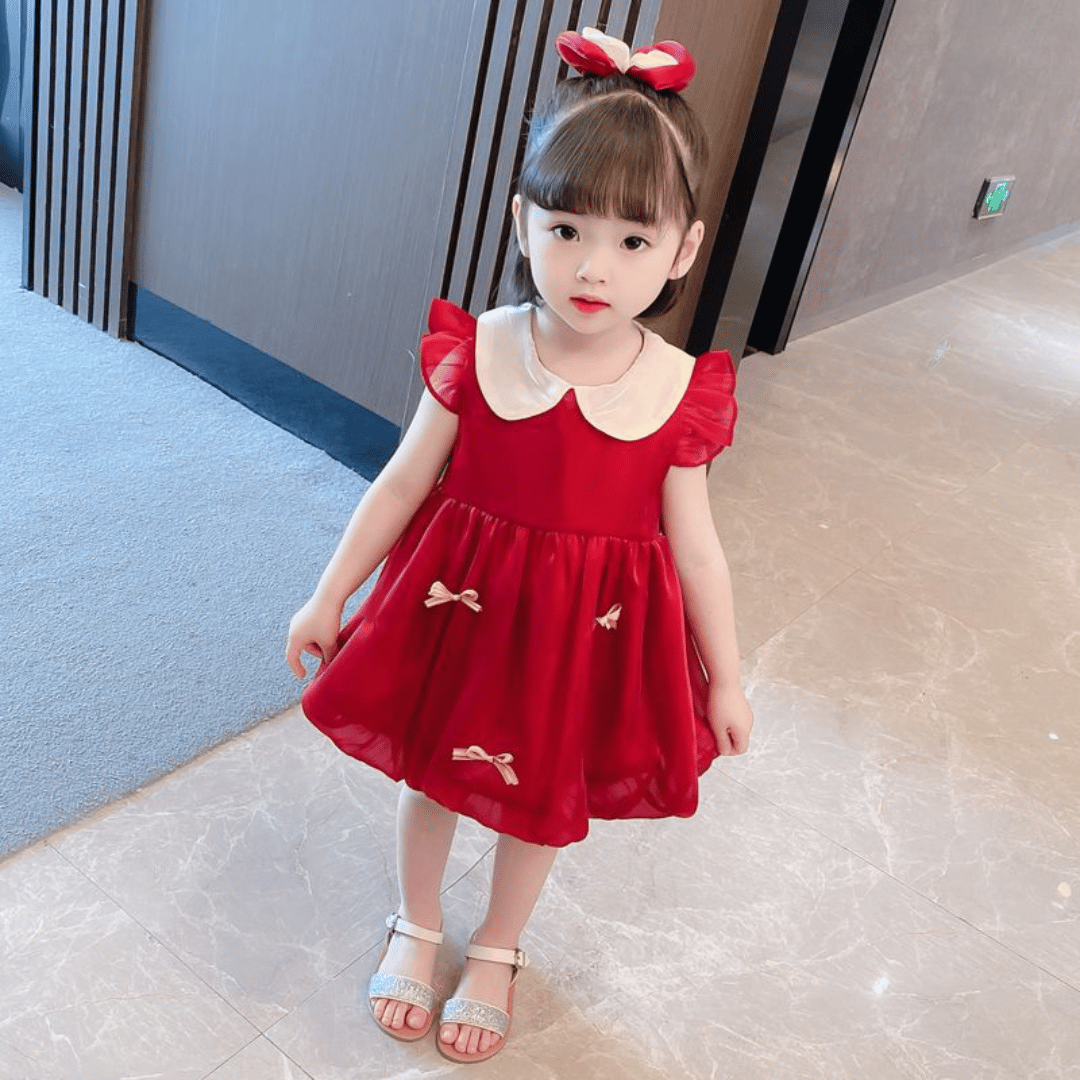 Cute Red Bow Party Baby Dress