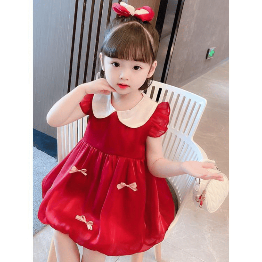 Cute Red Bow Party Baby Dress