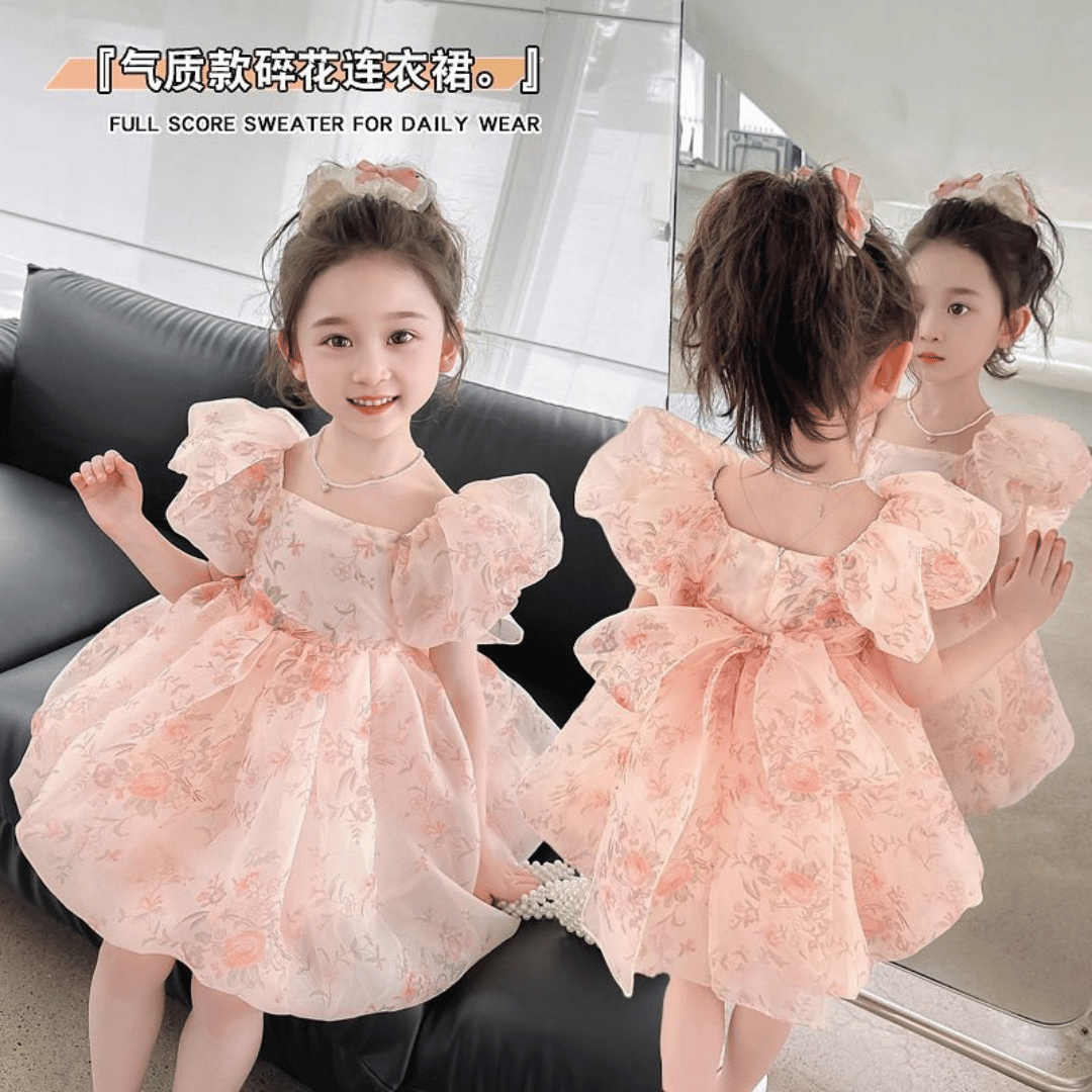 Peach Floral Princess Dress