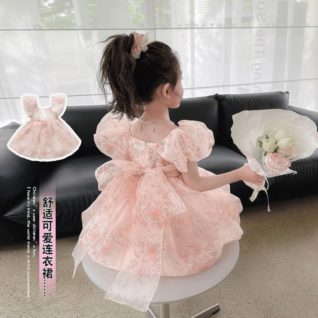 Peach Floral Princess Dress