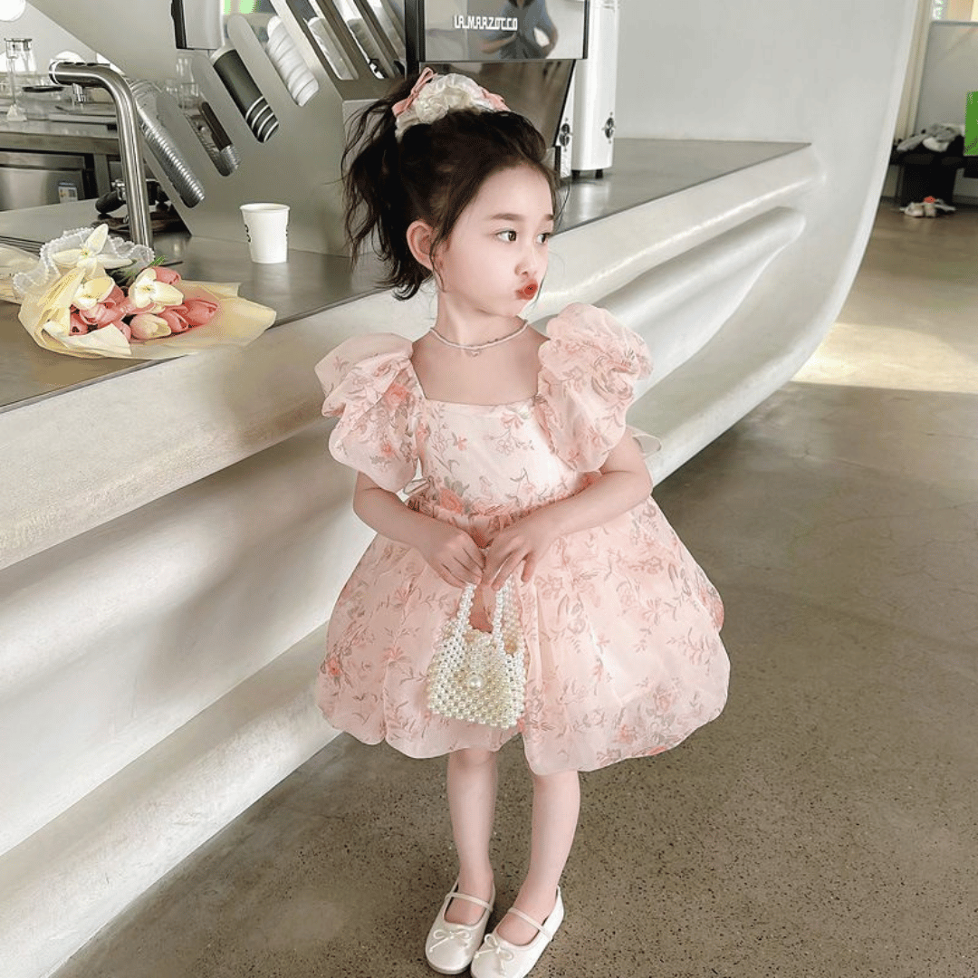Peach Floral Princess Dress