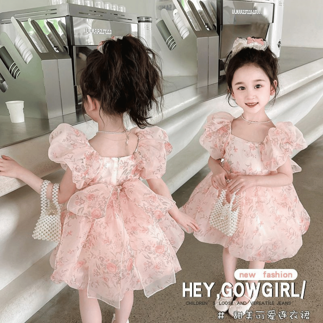 Peach Floral Princess Dress