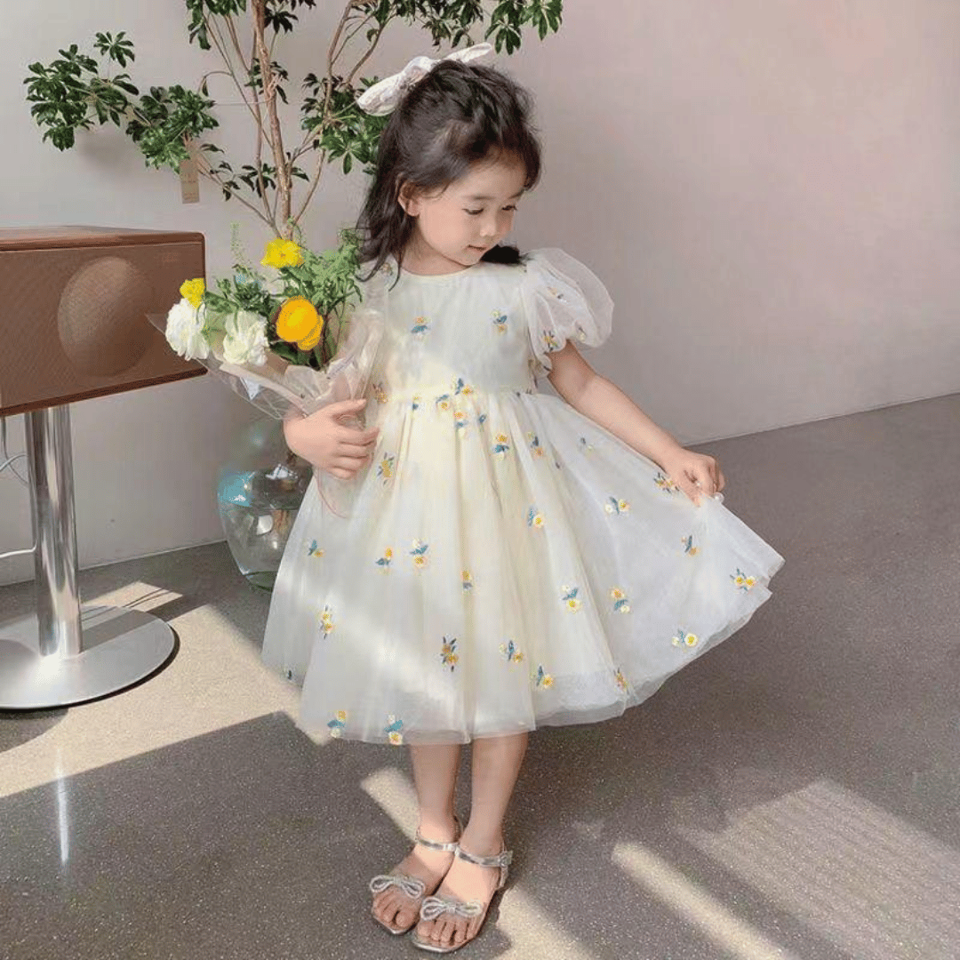 Daisy Embroidered Tulle Baby Princess Dress