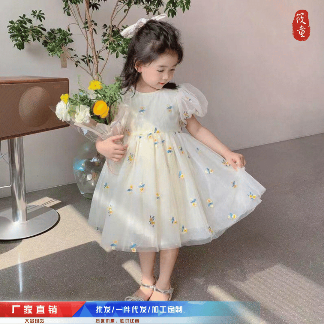 Daisy Embroidered Tulle Baby Princess Dress