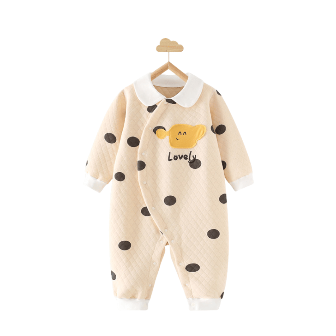 Luxury Dot Cheese | Pure Cotton Quilted Newborn Romper