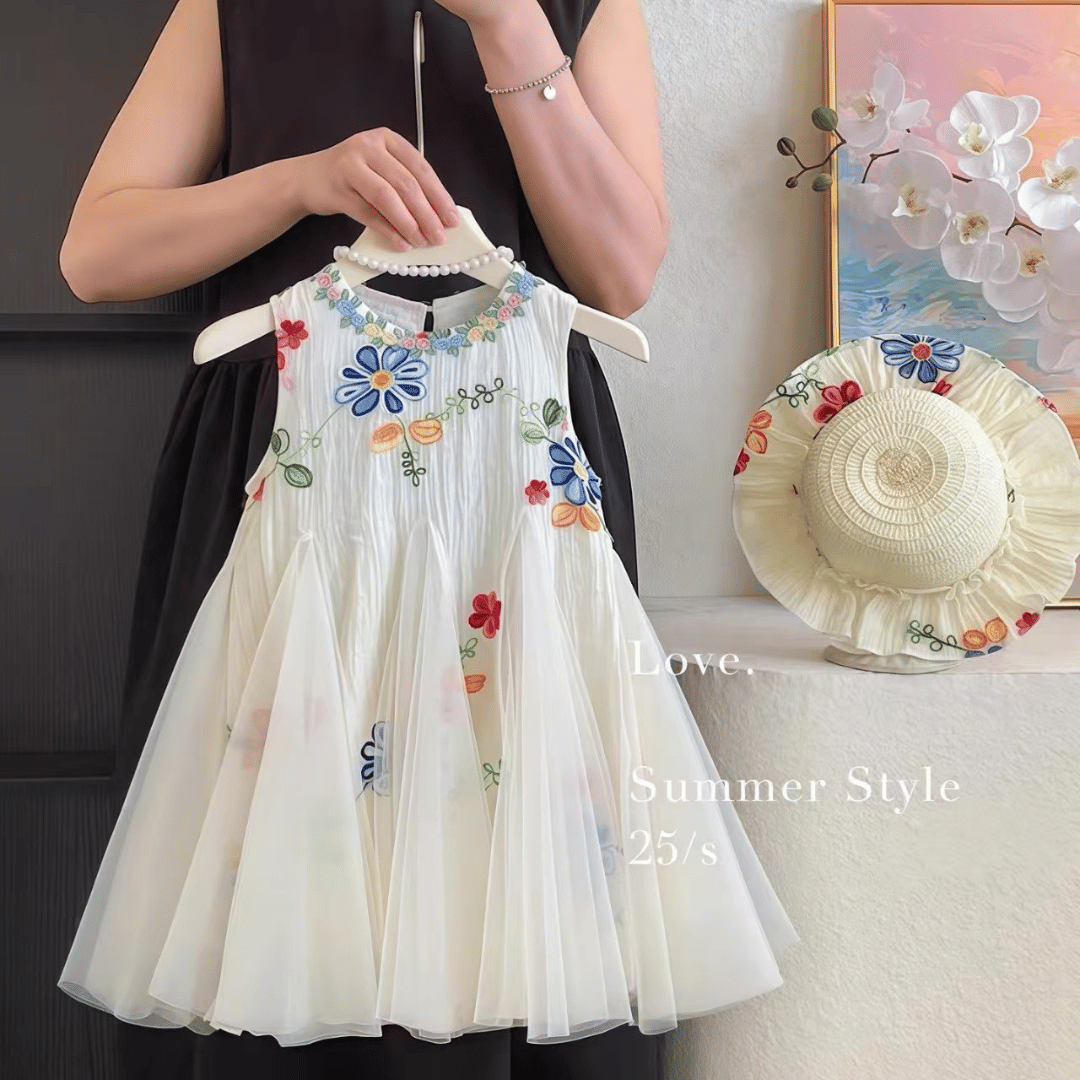 Elegant White Floral Baby Party Dress