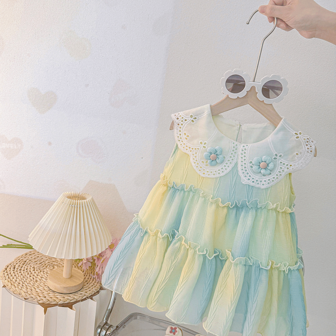 Rainbow Layered Tulle Baby Party Dress