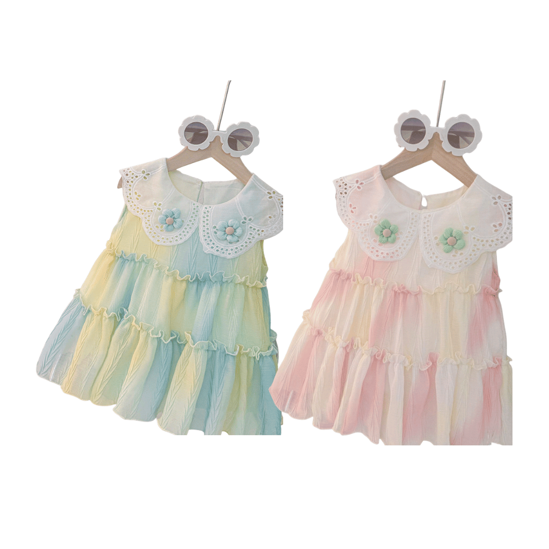 Rainbow Layered Tulle Baby Party Dress