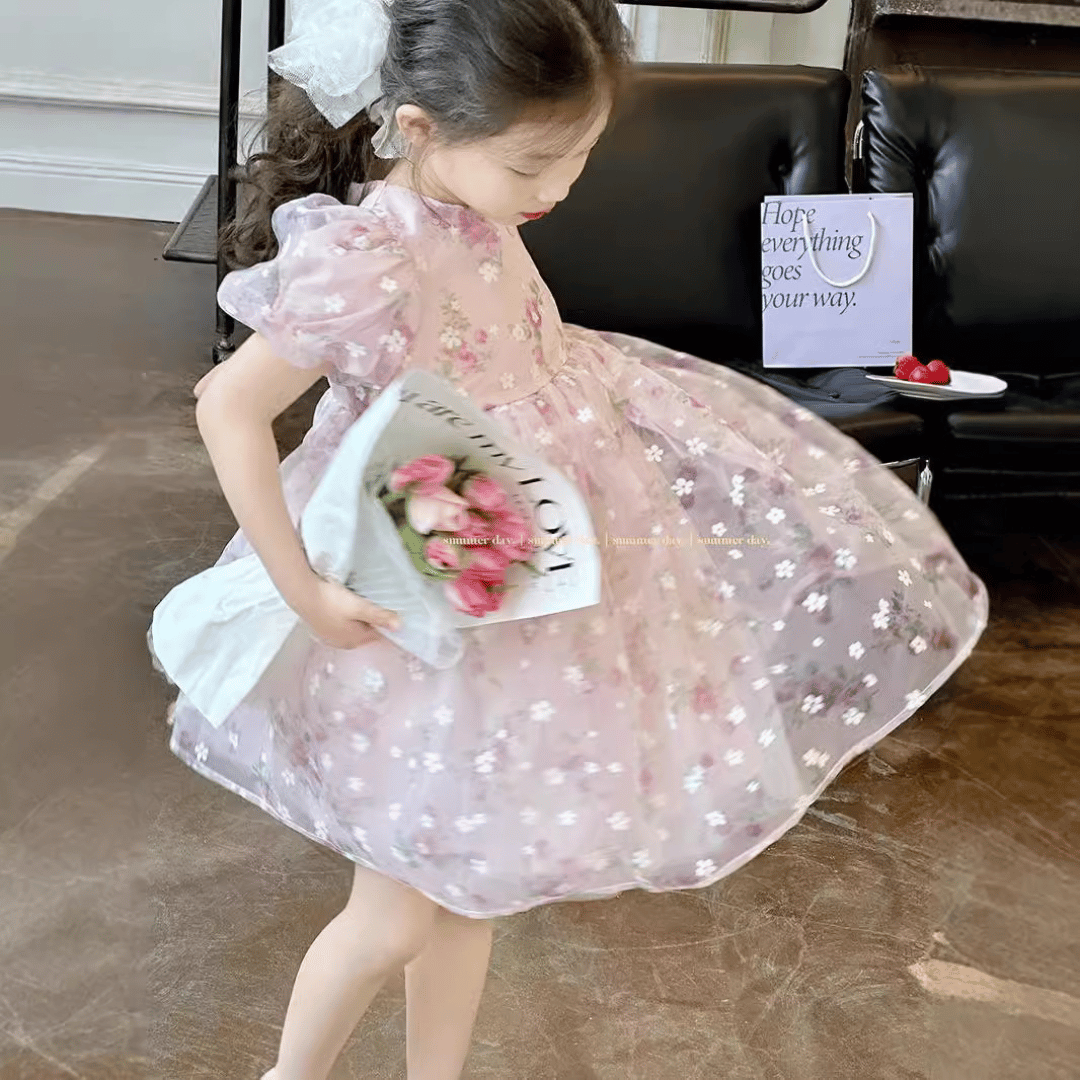 Soft Floral Organza Party Dress