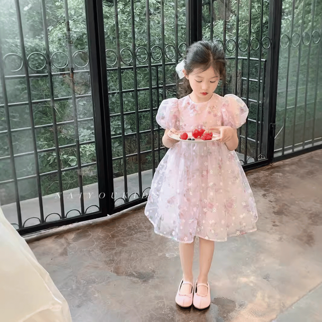 Soft Floral Organza Party Dress