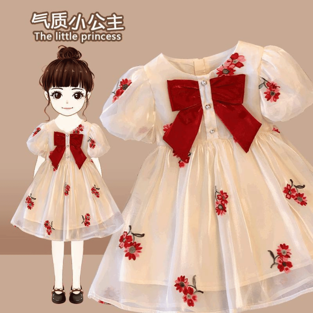 Luxury Floral Embroidered Princess Dress