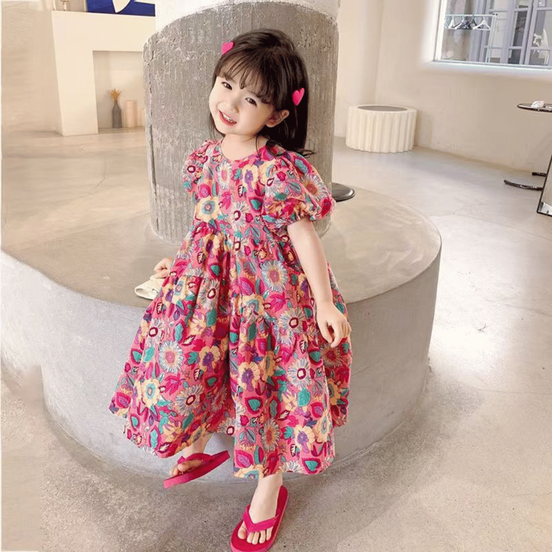 Rose Pink Floral Princess Dress
