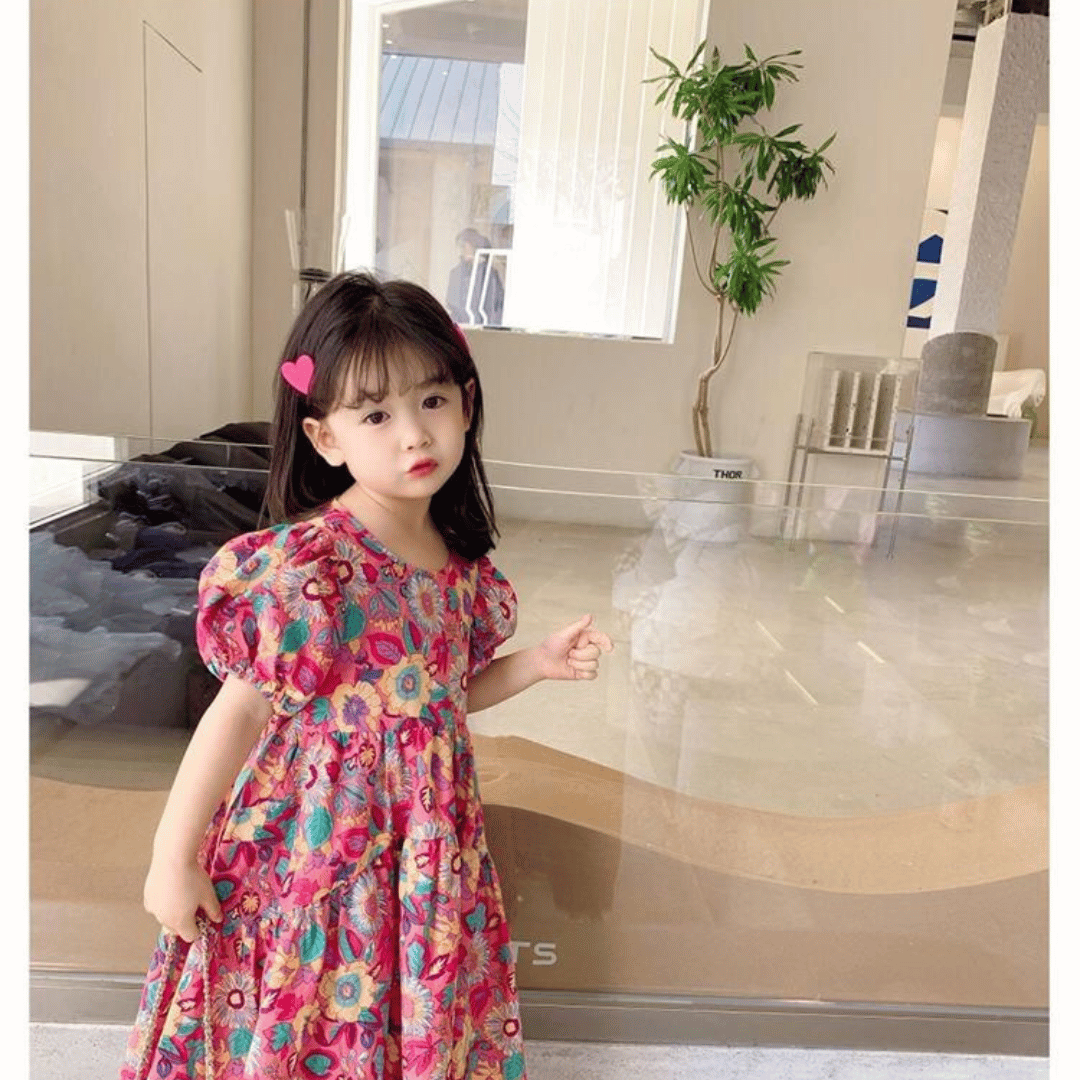 Rose Pink Floral Princess Dress