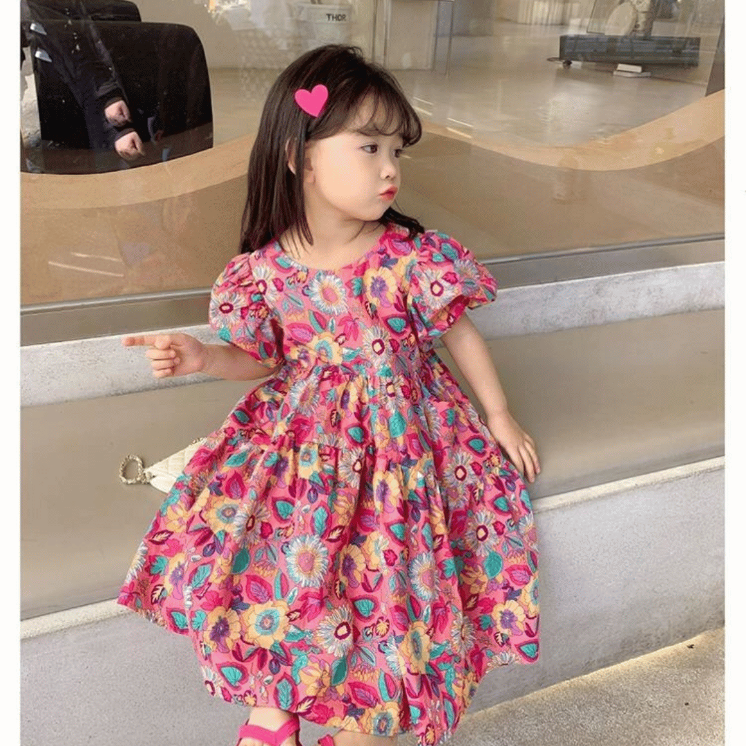 Rose Pink Floral Princess Dress