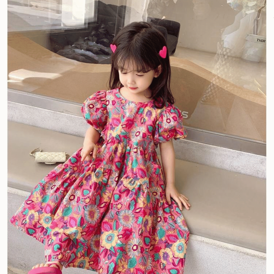 Rose Pink Floral Princess Dress
