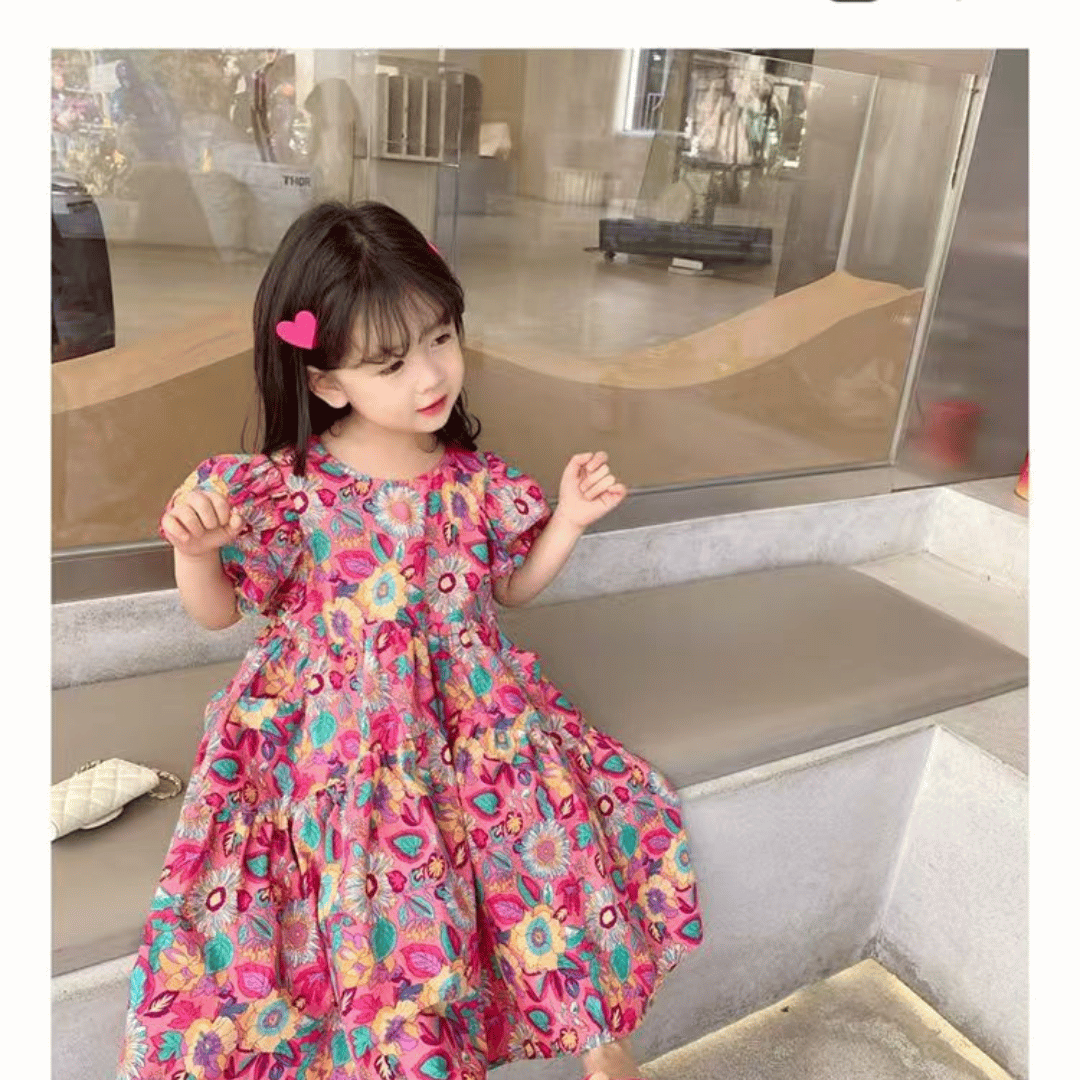 Rose Pink Floral Princess Dress