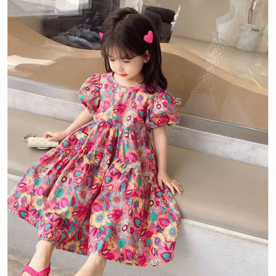 Rose Pink Floral Princess Dress