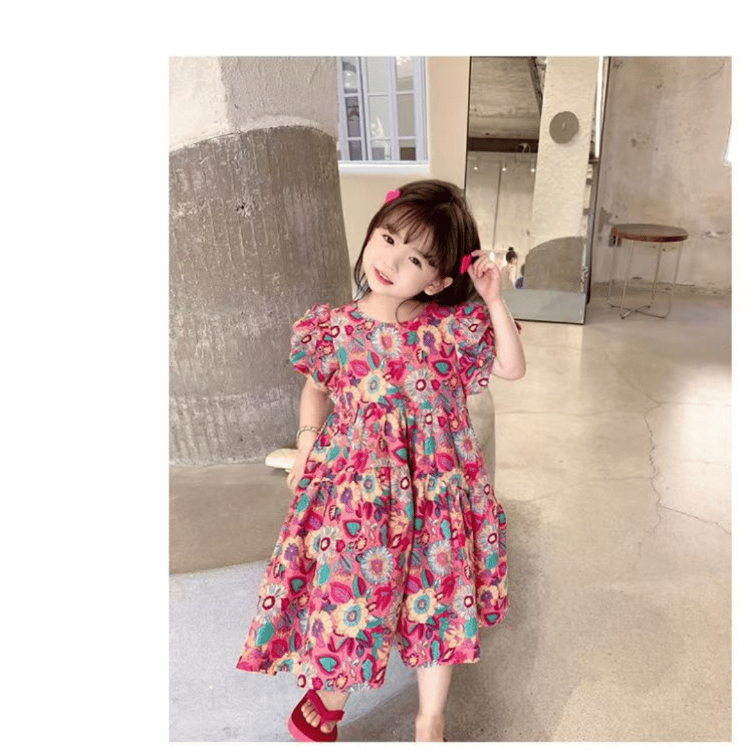 Rose Pink Floral Princess Dress