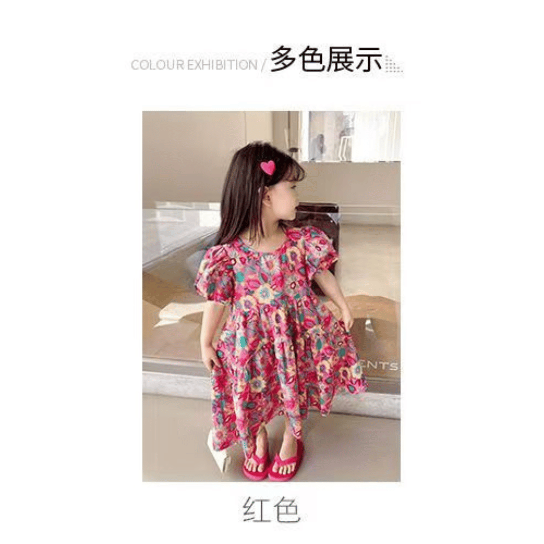 Rose Pink Floral Princess Dress