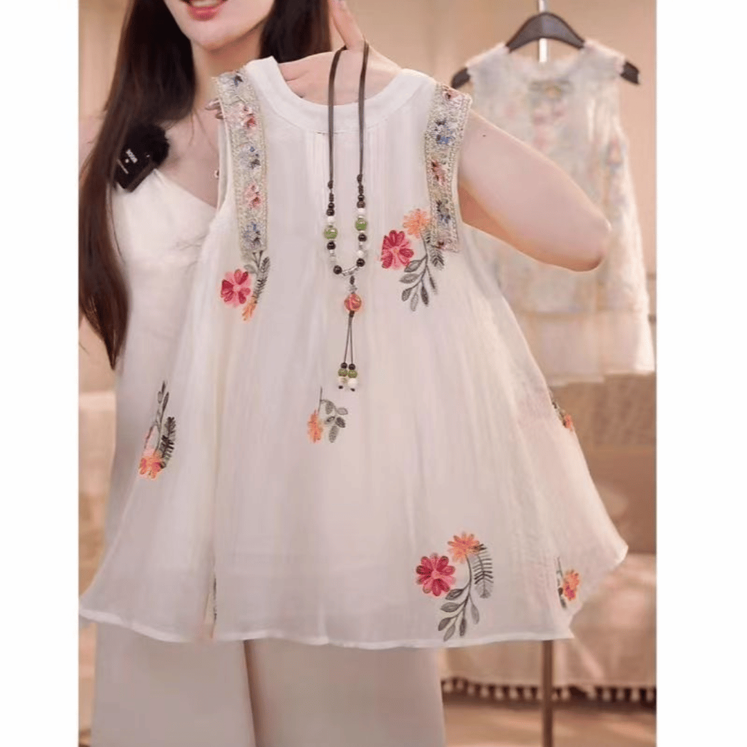 Ivory Floral Embroidered Princess Dress