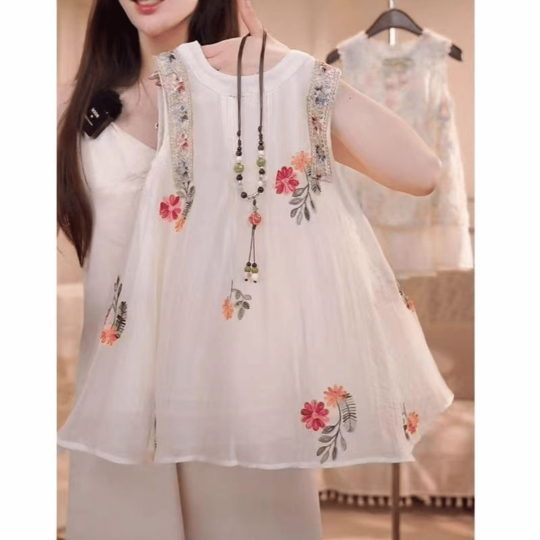 Ivory Floral Embroidered Princess Dress