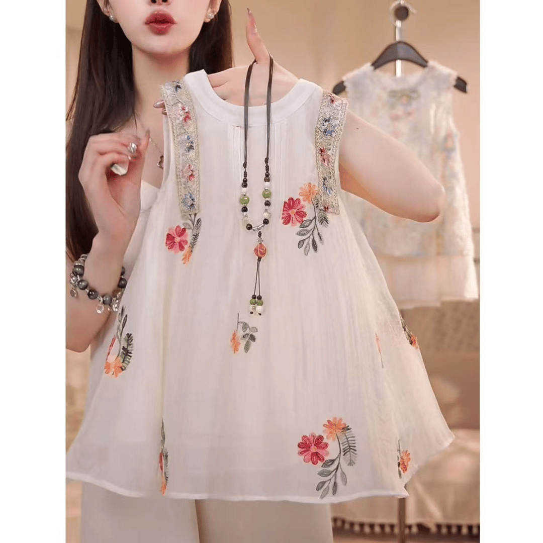 Ivory Floral Embroidered Princess Dress