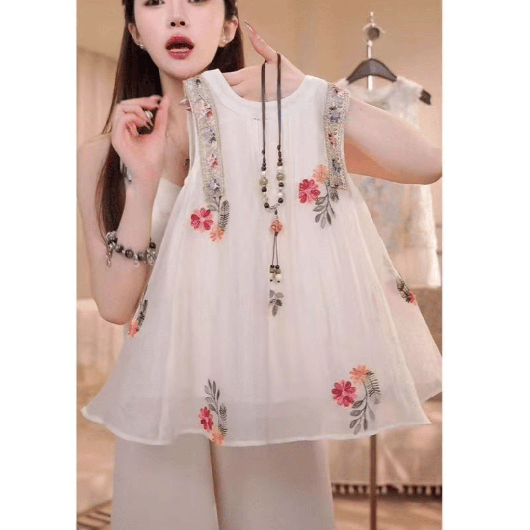 Ivory Floral Embroidered Princess Dress