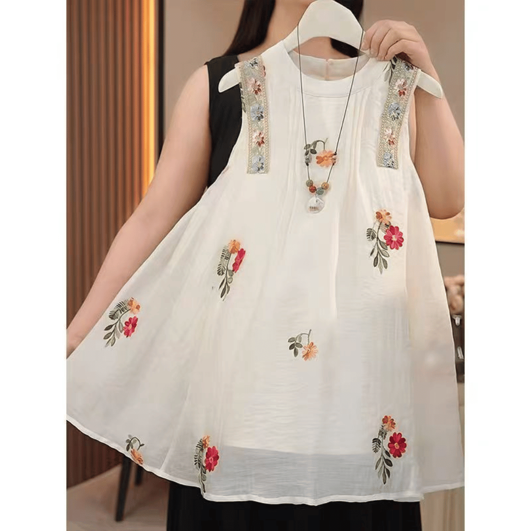 Ivory Floral Embroidered Princess Dress